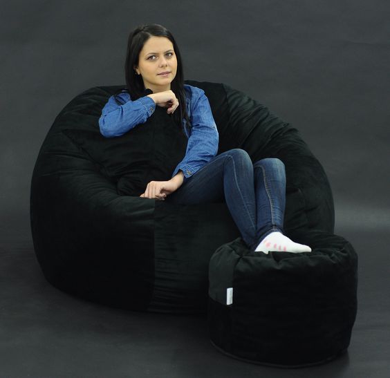 Set Puf King Size Black Velvet | Pufrelax