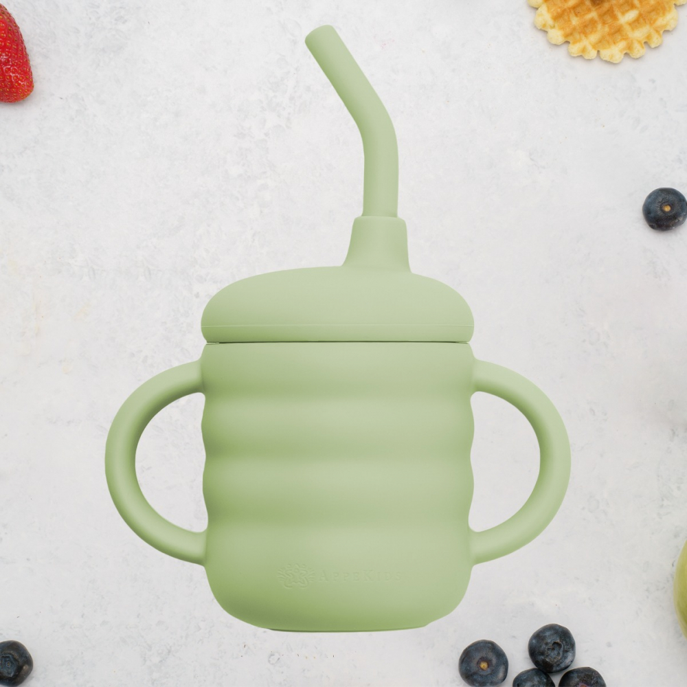 Cana Silicon cu Pai AppeKids Raw Green