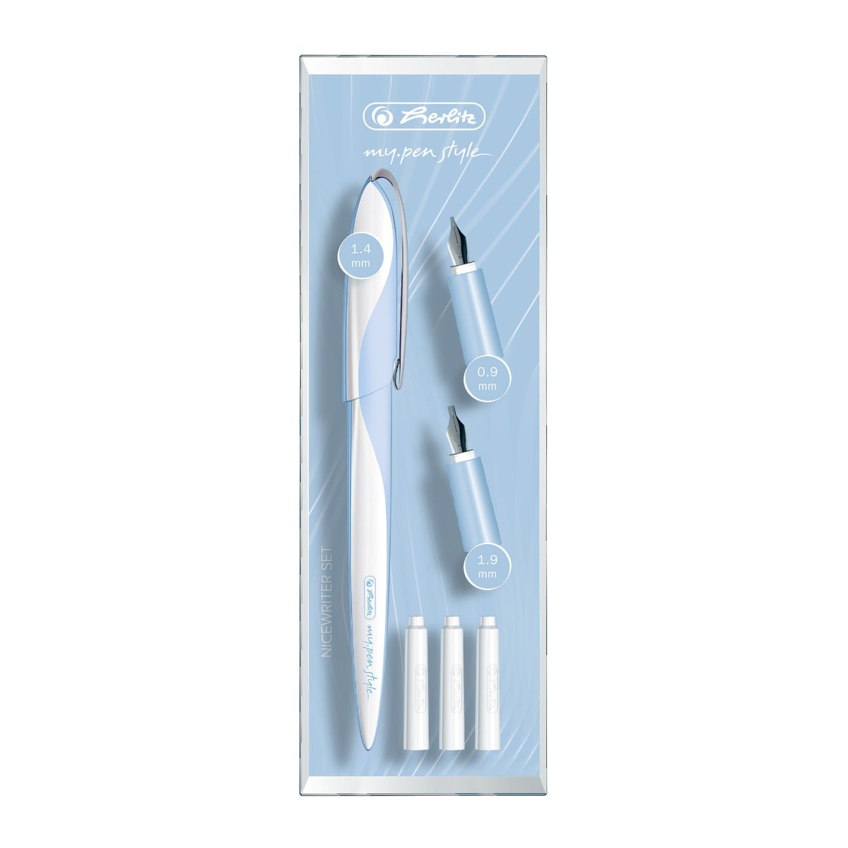 Stilou Caligrafie Herlitz, 3 Penite, Albastru