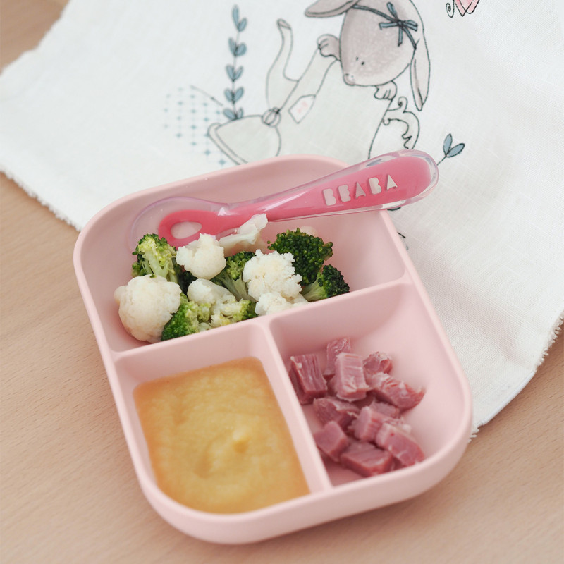 Set Masa Beaba Silicon 2 Piese Roz - imagine 3