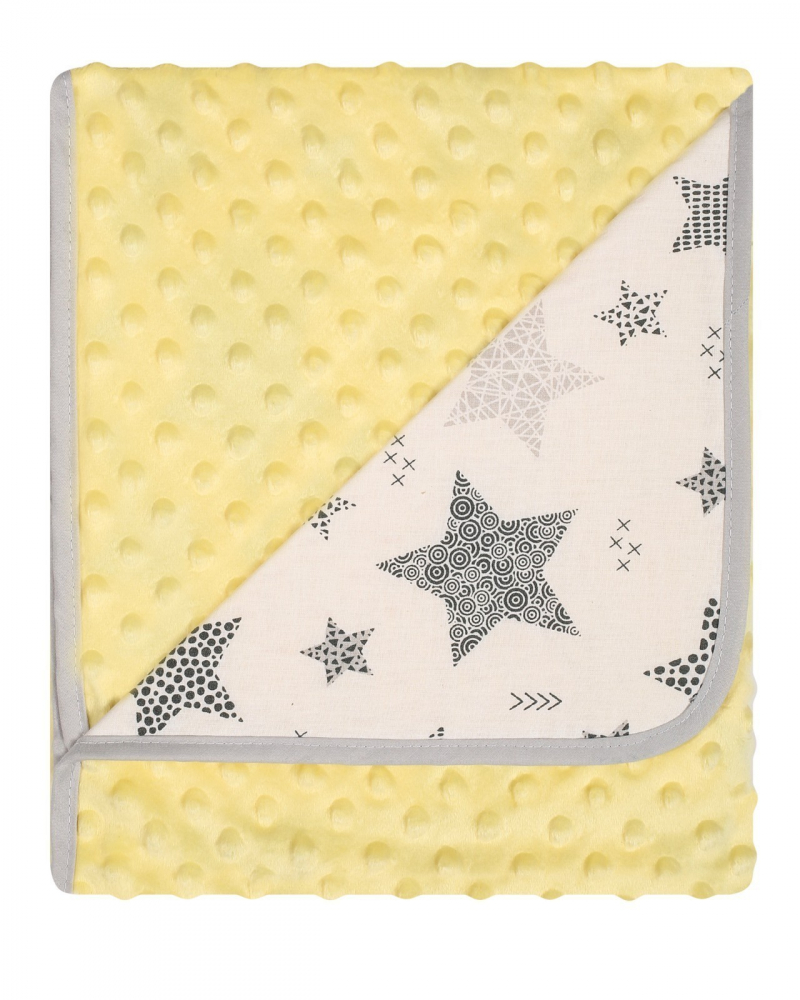 Paturica Duetbaby Minky și Bumbac Yellow Stars