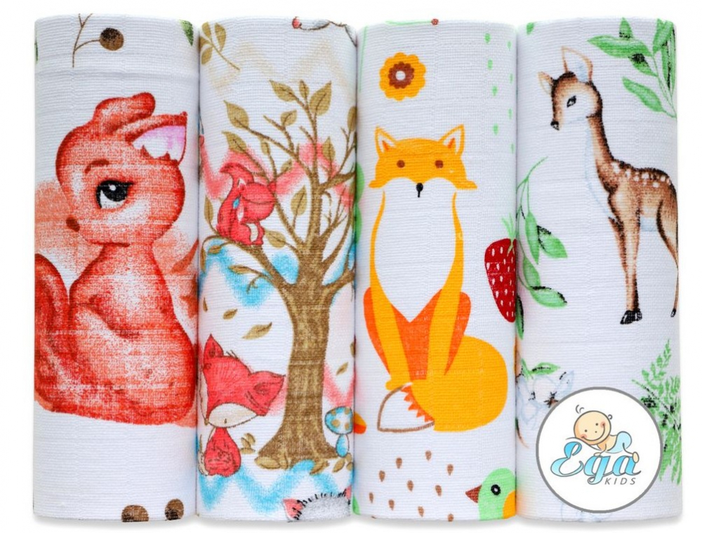 Set 4 scutece Egakids, bumbac, Forest - imagine 2