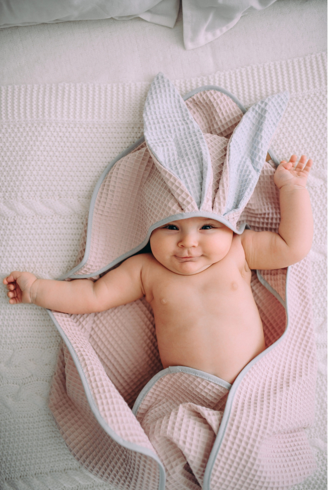 Prosop Iepuras Floo for Baby Roz, Bumbac Waffle - imagine 3