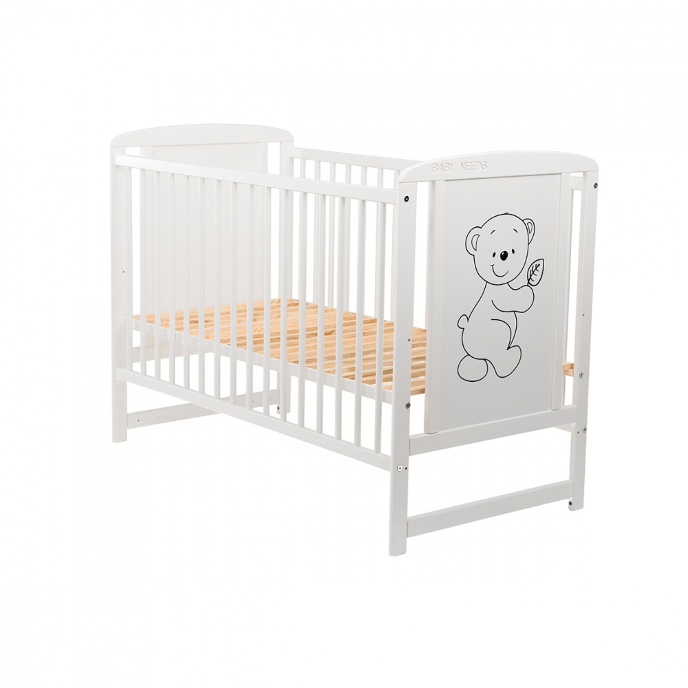 Patut Timmi BabyNeeds 120x60 cm Lemn Pin si MDF Alb - imagine 3