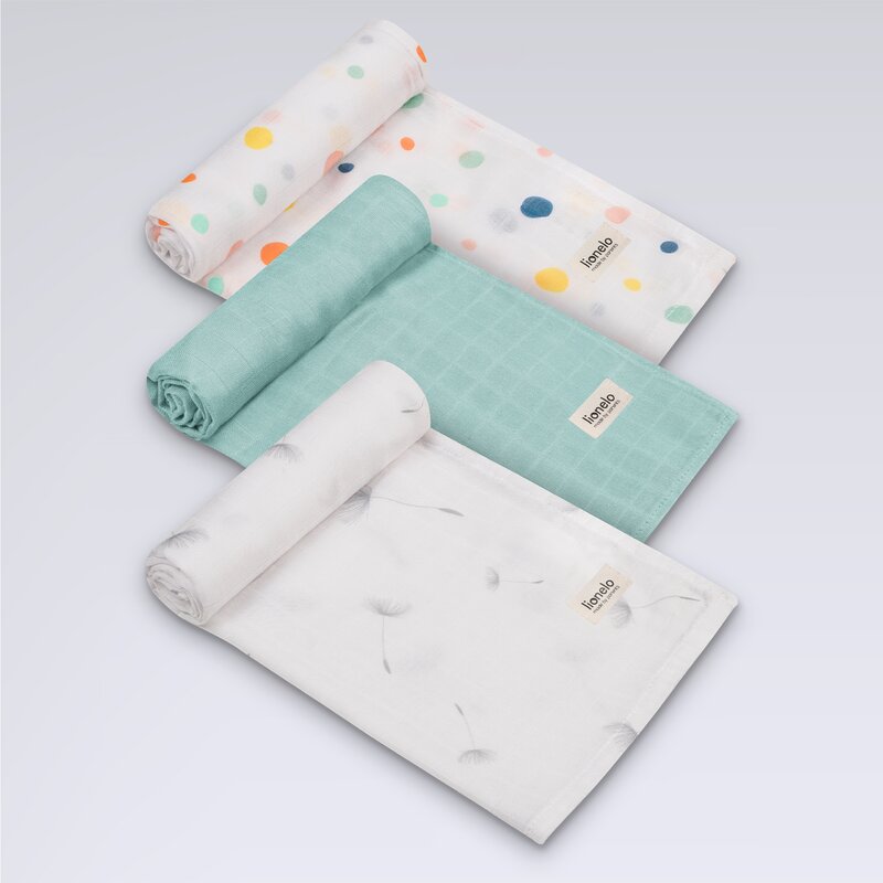 Set 3 Museline Lionelo Dot Bambus 70x70 cm - imagine 4