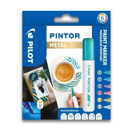 Set Markere Pilot Pintor Metallic 6 Culoare