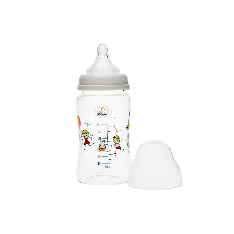 Biberon Sticla Gat Larg Minut Baby 180ml 0+ Anti-BPA - imagine 2
