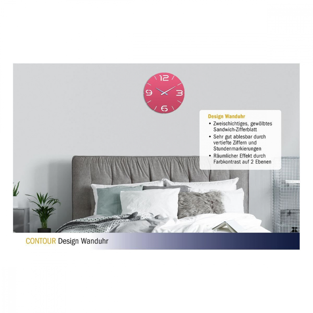 Ceas de perete Tfa Contour roz pentru copii - imagine 2