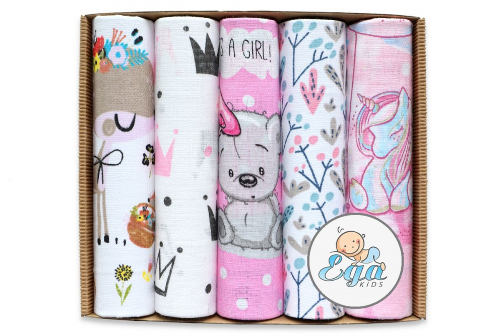 Set 5 Scutece Muselina Egakids Eco Box Pink