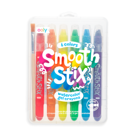 Ooly Smooth Stix - Creioane Acuarela Gel, 6 Culori
