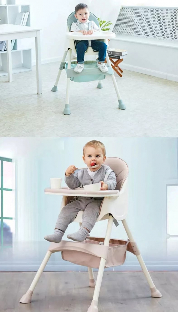 Scaun de masa Little Mom Pink, Transformabil - imagine 5