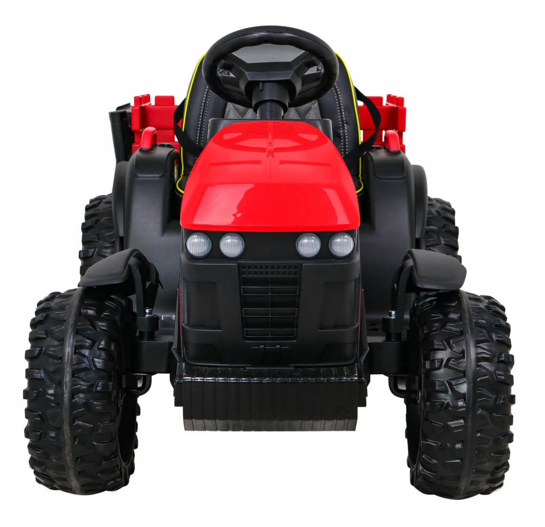 Tractor Electric Copii Titanium Roșu cu Remorcă - imagine 3