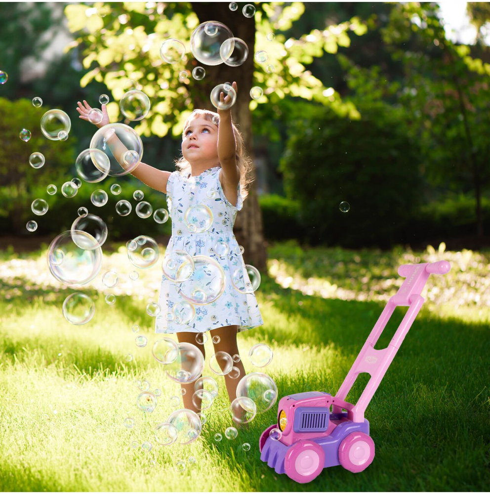 Mașină de Tuns Iarba cu Baloane de Săpun Pink Malplay - imagine 7