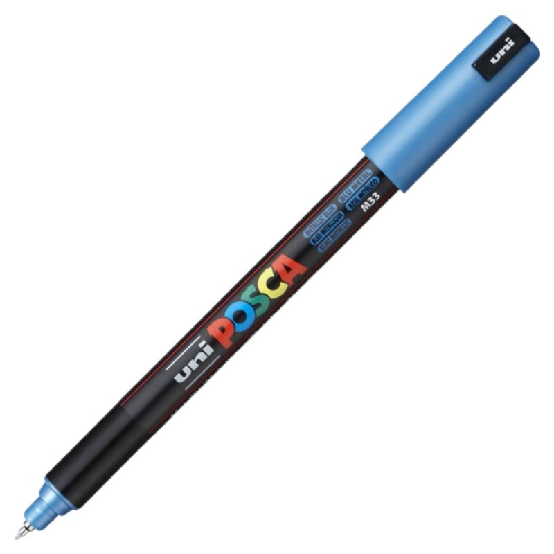 Marker Posca PC-1M Albastru Metalizat, Vârf Fin 0.7mm