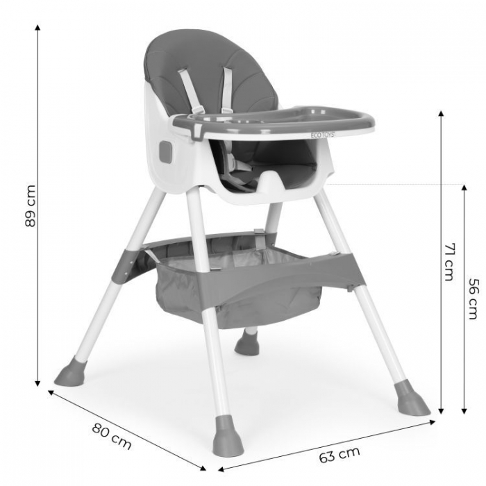 Scaun Masa Ecotoys HC521 Gri - Siguranță & Comfort - imagine 3