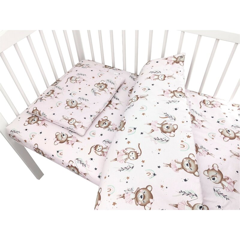 Lenjerie Patut Bumbac MimiNu, 3 Piese, Little Ballerina