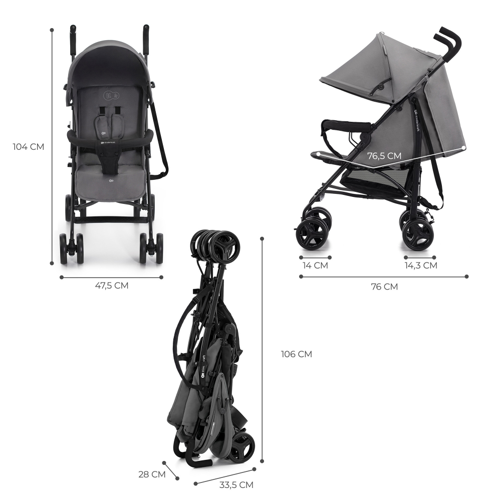 Carucior Kinderkraft TIK Stone Grey, Ușor 6.5kg - imagine 6