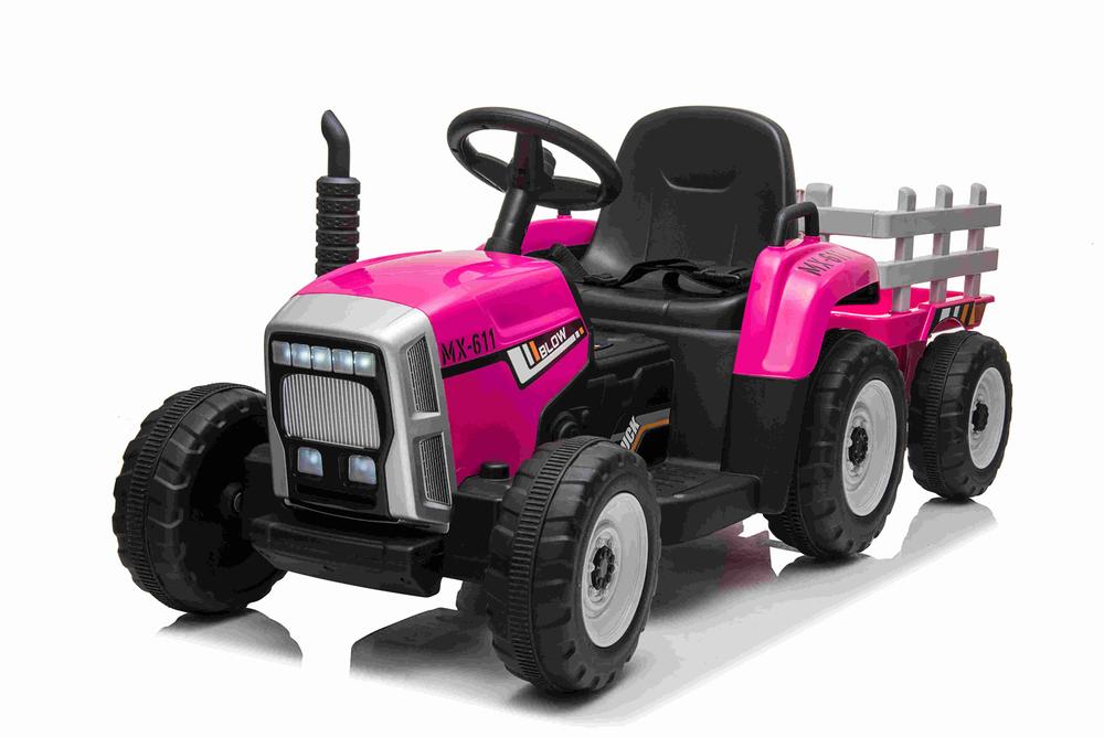 Tractor Electric 12V Nichiduta Farmer Pink cu Remorcă