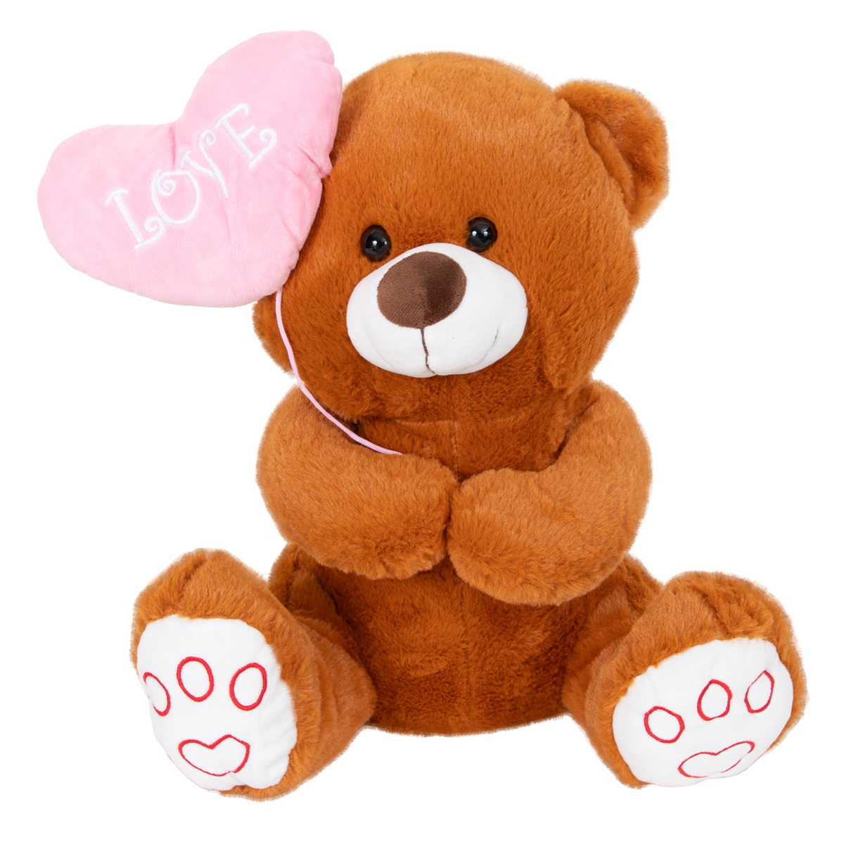 Ursulet Plus Puffy Friends, Maro, 40 cm, cu Inima