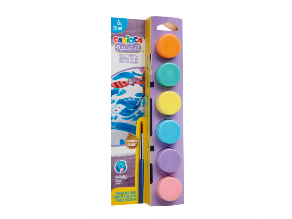 Set Tempera Carioca 6 Culori Pastelate Lavabile