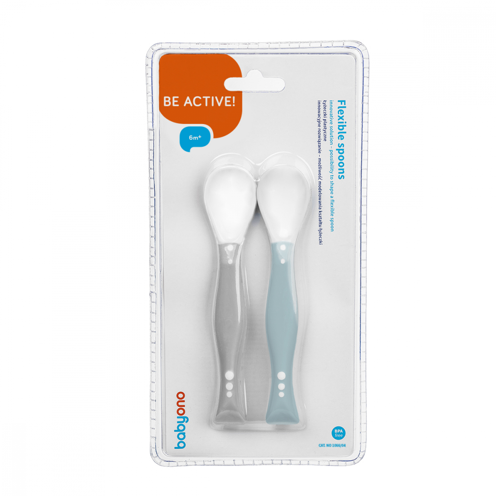 Set 2 Lingurițe Flexibile Babyono Gri-Albastru - imagine 2