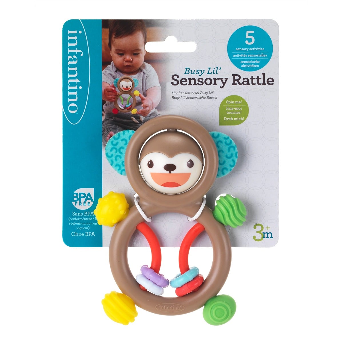 Infantino Sensory Monkey Rattle - Jucarie dezvoltare