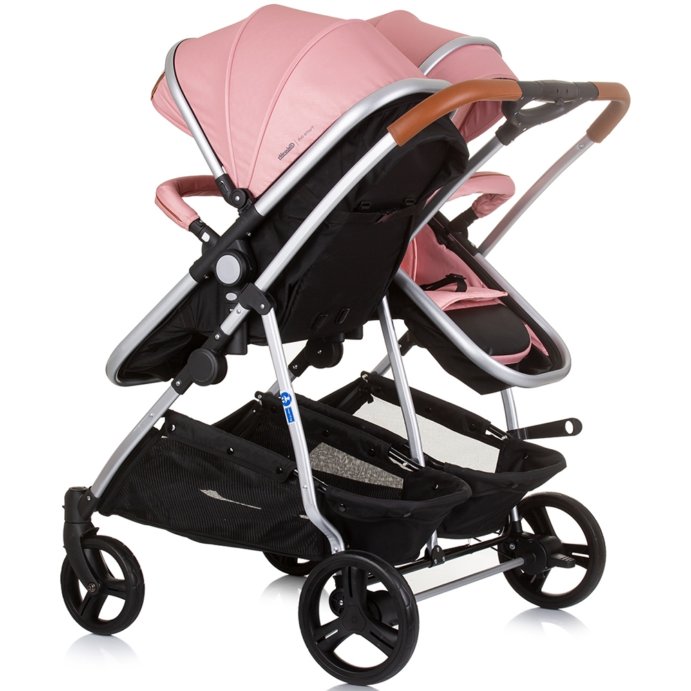 Carucior Gemeni Chipolino Duo Smart 2 in 1, Flamingo - imagine 3