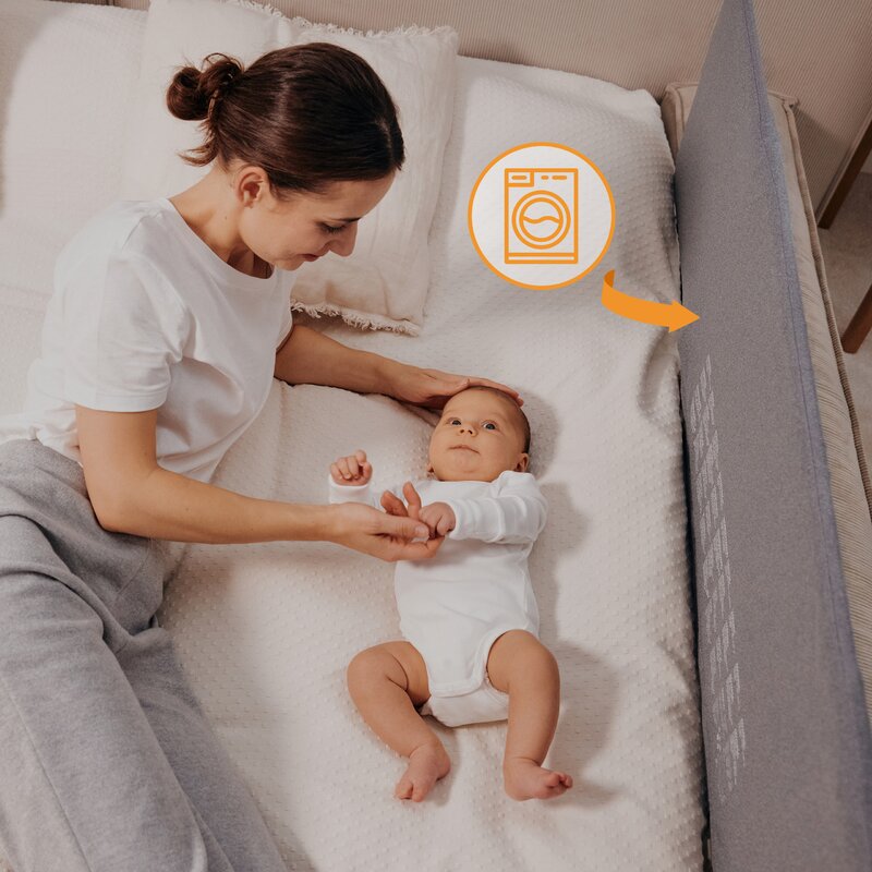 Bariera protectie pat Lionelo Lora XL, 150 cm, Bej - imagine 5