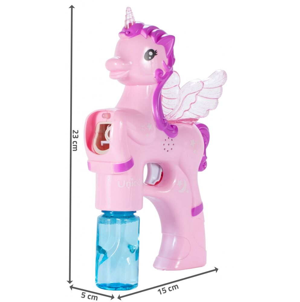 Pistol Baloane Sapun Unicorn Roz cu Lumini Malplay - imagine 2