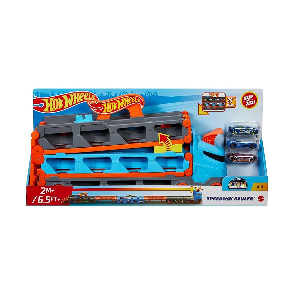 Hot Wheels Speedway Hauler: Camion Depozitare + Pista 1.8m