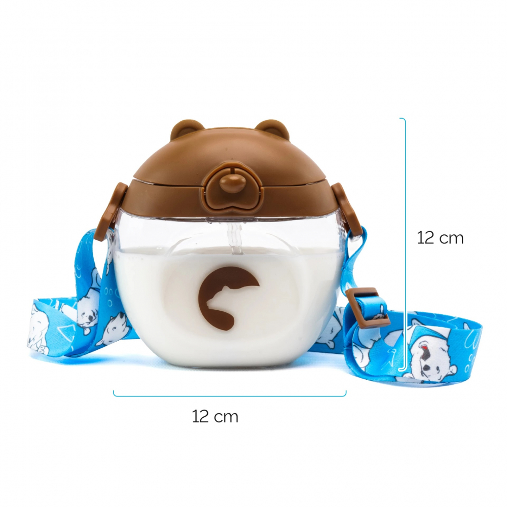 Sticluta Kidnort Baer 300ml cu Pai Silicon