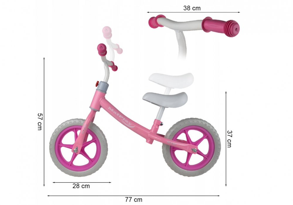 Bicicleta Fără Pedale Malplay Push Sport Roz, 12 Inch - imagine 2
