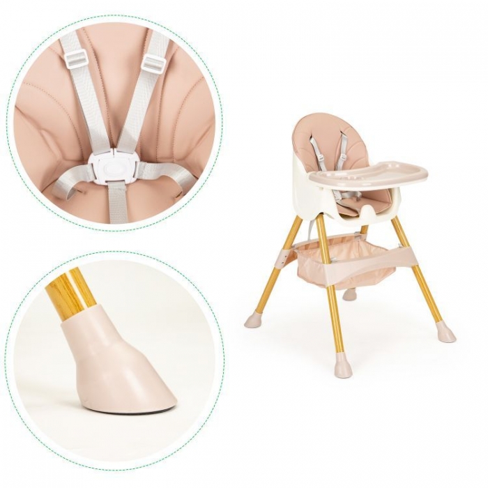 Scaun de masa 2in1 Ecotoys Roz, Reglabil - imagine 2