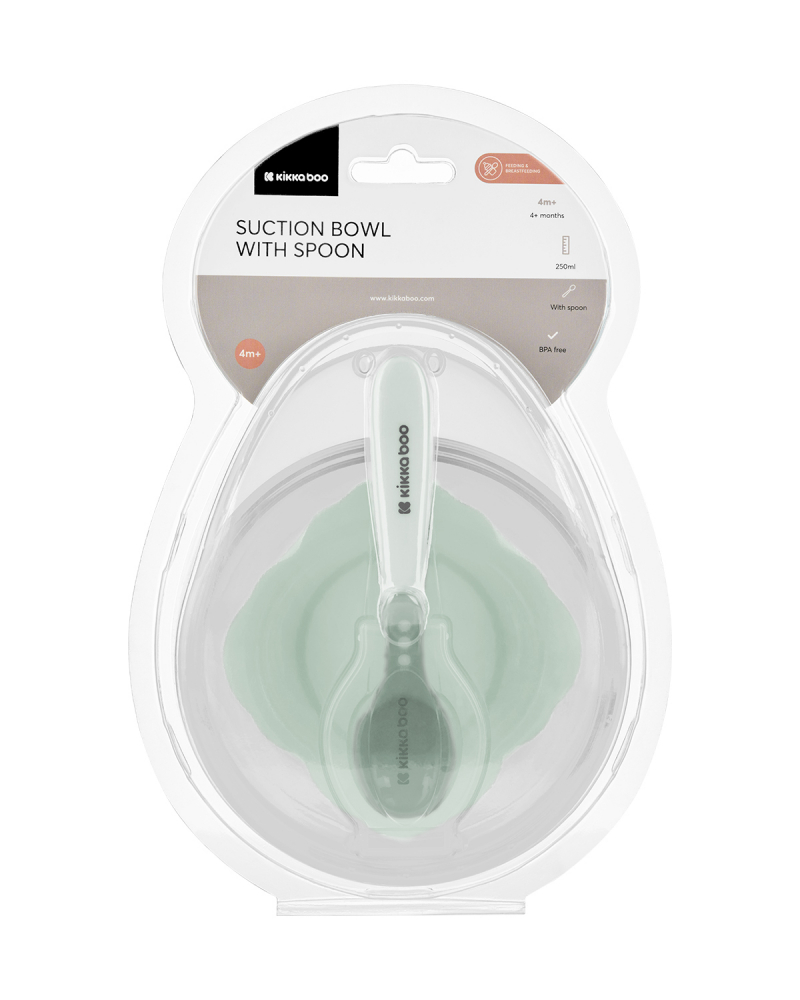 Set castron cu ventuza KikkaBoo Mint, 250ml