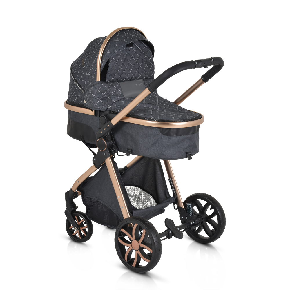 Carucior 2in1 Moni Alma Black, Reversibil, Aluminiu - imagine 5