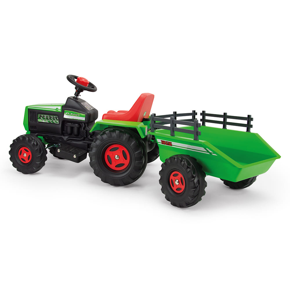 Tractor Injusa Electric 6V Verde cu Remorcă - imagine 2