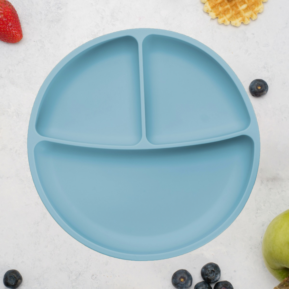 Farfurie Silicon cu Ventuza AppeKids Aqua Blue