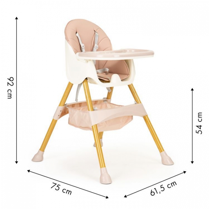 Scaun de masa 2in1 Ecotoys Roz, Reglabil - imagine 3