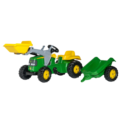 Tractor John Deere Rolly Toys cu Cupă și Remorcă