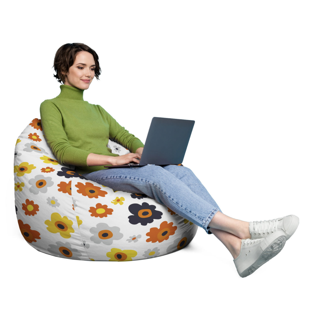 Husa Puf Bean Bag Para XL Daisy, Alb | Updeco - imagine 4