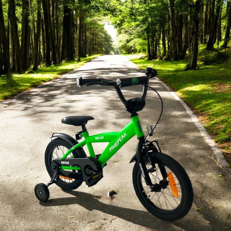 Procart Verde 14'' Bicicleta Copii cu Roti Ajutatoare