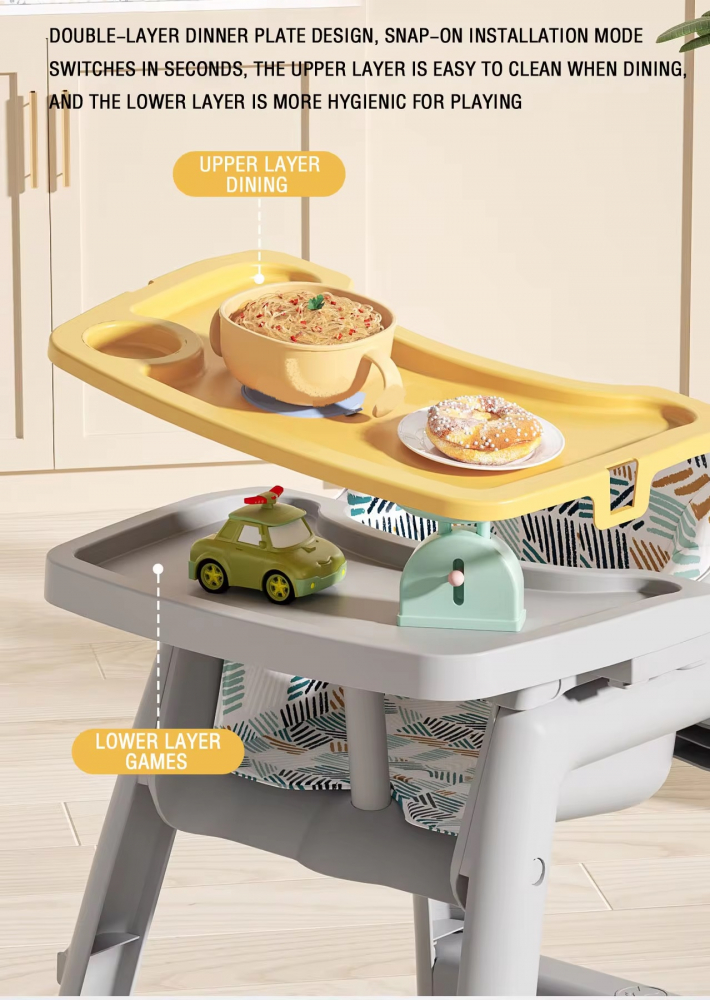 Scaun masă Little Mom Green multifuncțional cu roti - imagine 5
