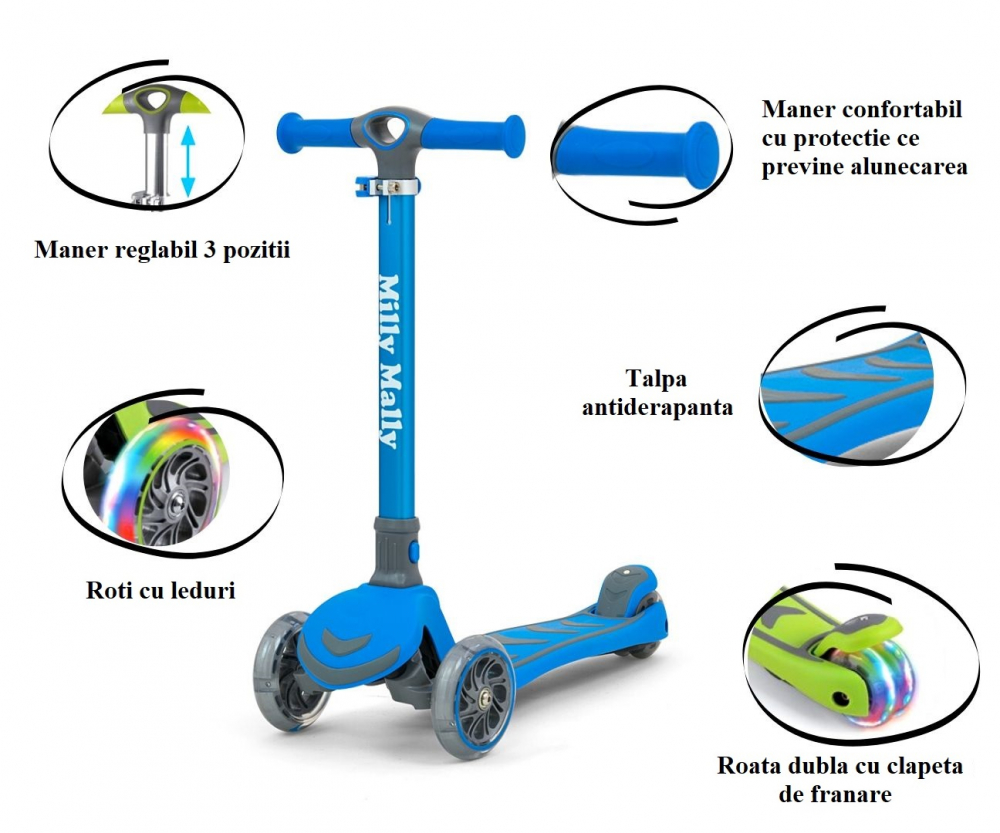 Trotineta Milly Mally Boogie Pliabilă LED