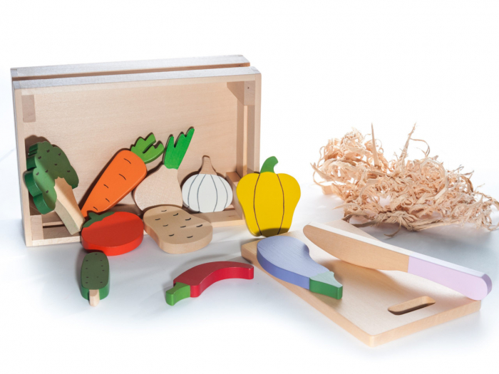 Lădiță cu Legume Marc Toys - Joc Lemn Educațional