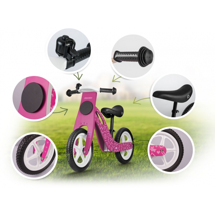 Bicicleta Ricokids Roz | Fără pedale, lemn - imagine 4