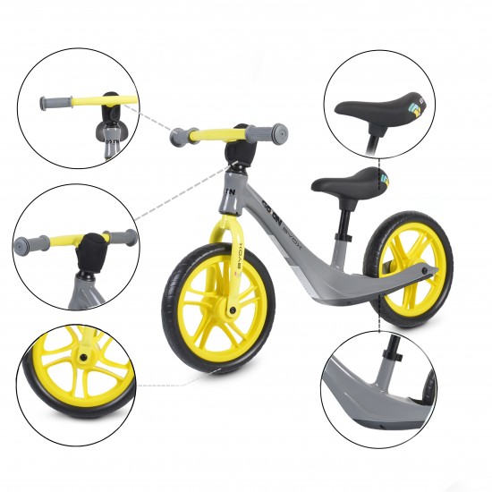 Bicicleta fără pedale Byox Go On Grey, 12 inch