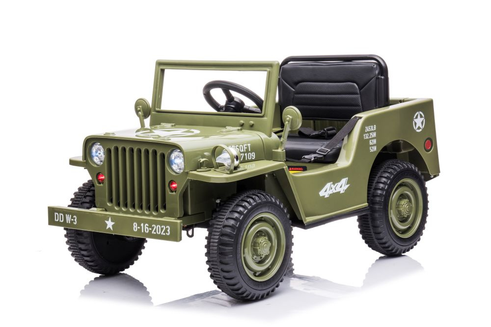 Masinuta Electrica 4x4 Leantoys Olive Green - imagine 3