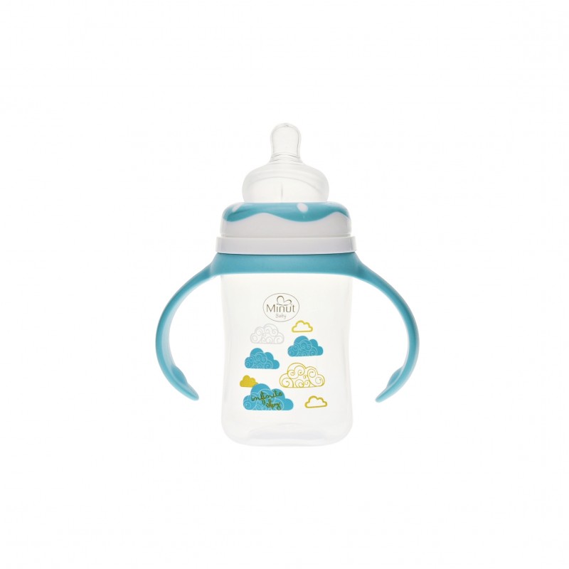 Biberon Minut Baby 0+ 150ml cu Mâner Turcoaz - imagine 3