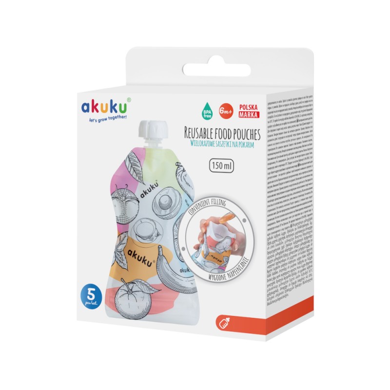 Set 5 pungi Akuku, reutilizabile, 150 ml - imagine 10