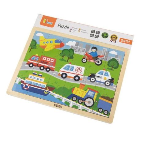 Puzzle Lemn Vehicule Viga 24buc - Viga Toys - imagine 2